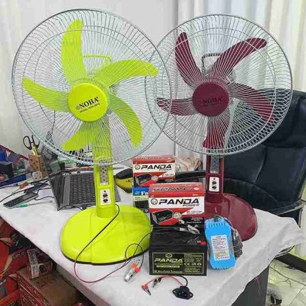 PANDA 12V 9.5Ah Battery Combo with NOHA 16” Solar DC Fan & 12V Auto Cut Charger | Load Shedding Backup Solution